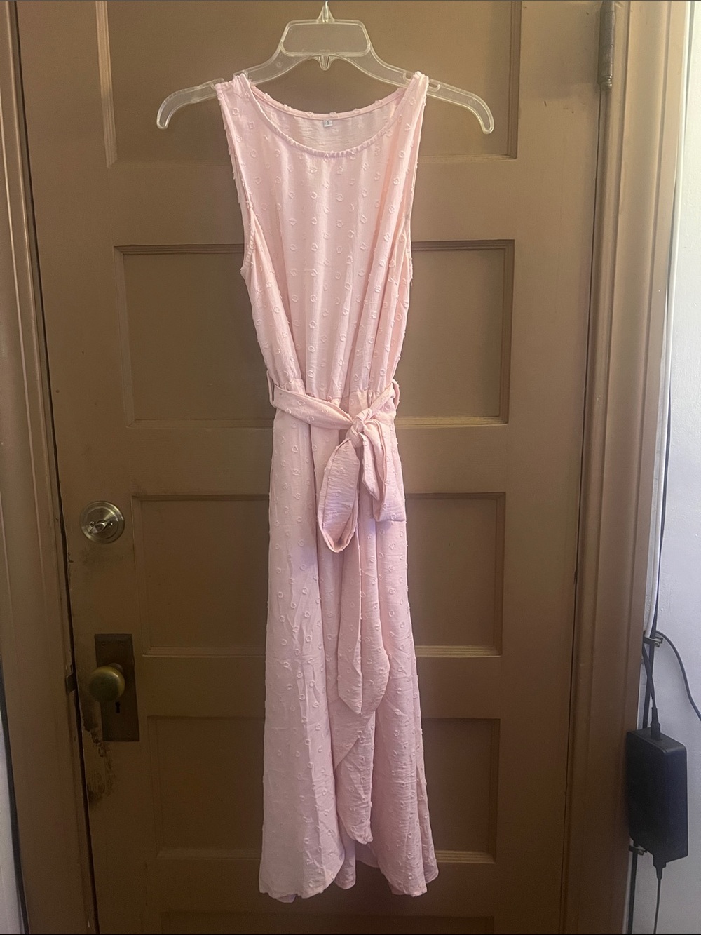 Amazon Light Pink High-Low Women's Dress with Waist Tie